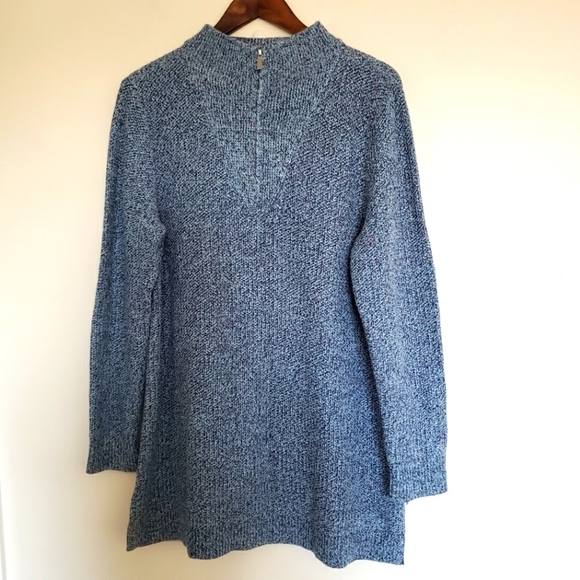 Land's End 1/4 Zip Pullover Sweater Heathered Blue Womens Size Large Heavyweight - Picture 1 of 10
